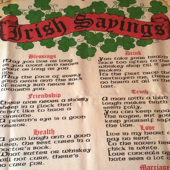 Vintage Irish Sayings tea towel collectible linen cotton retro kitchen - Picture 3 of 14
